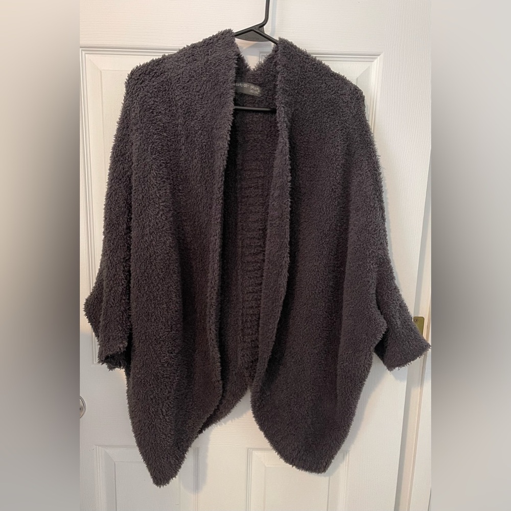 💃 BAREFOOT DREAMS CozyChic Open Front Knit Charcoal Cardigan S/M